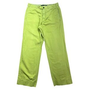 Incotex Chino Lino Green Casual Pants Flat Front Made in Portugal Sz 34 Fits 32"